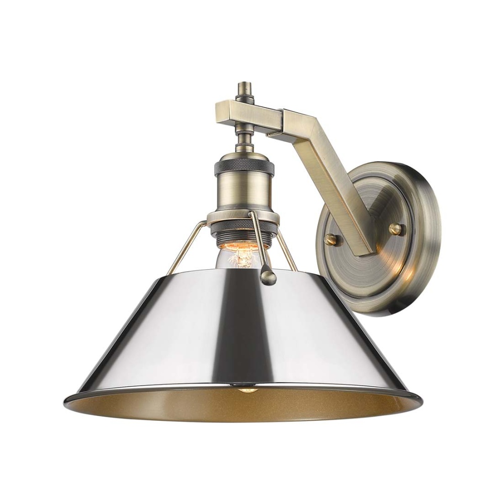 Yep by Golden Lighting Orwell 1-light Wall Sconce in Aged Brass and Chrome shade